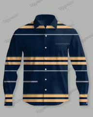 Men's Plus Size Blue Khaki Colorblock Striped Print Long Sleeve Shirt Trousers Suit