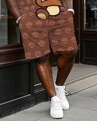 Men's Plus Size Classic Game Mushroom Prints T-Shirt Shorts Suit