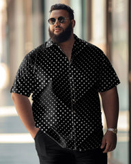 Business Gentleman Simple Polo Dot Pattern Large Size Men's Short Sleeve Shirt