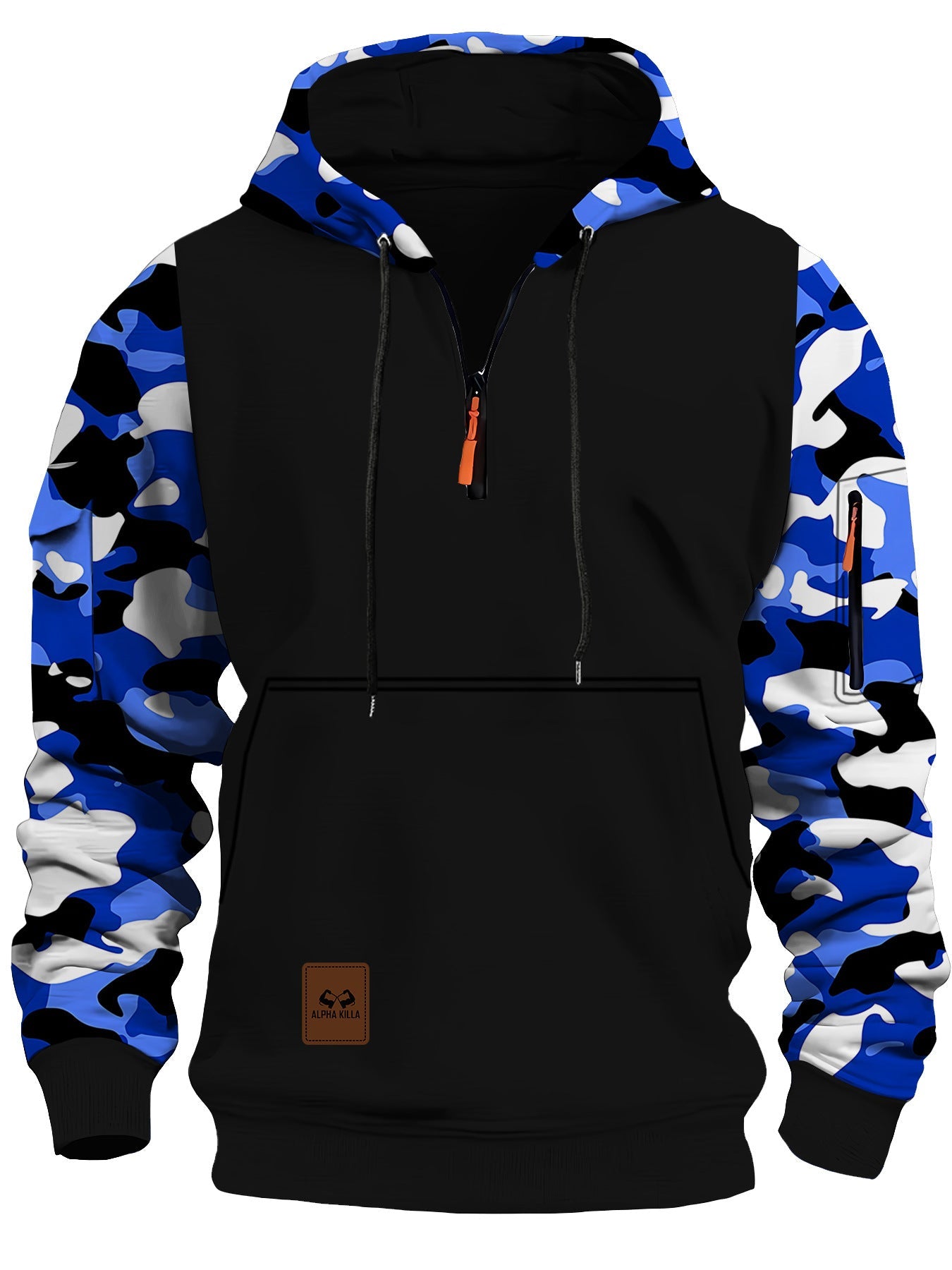 Stitching Hooded Men's Fashion Camouflage American Vintage Zipper Sweater