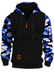 Stitching Hooded Men's Fashion Camouflage American Vintage Zipper Sweater