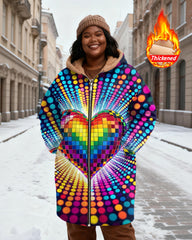 Rainbow Mosaic Love Disco Printed Velvet Thickened Long Hooded Exterior