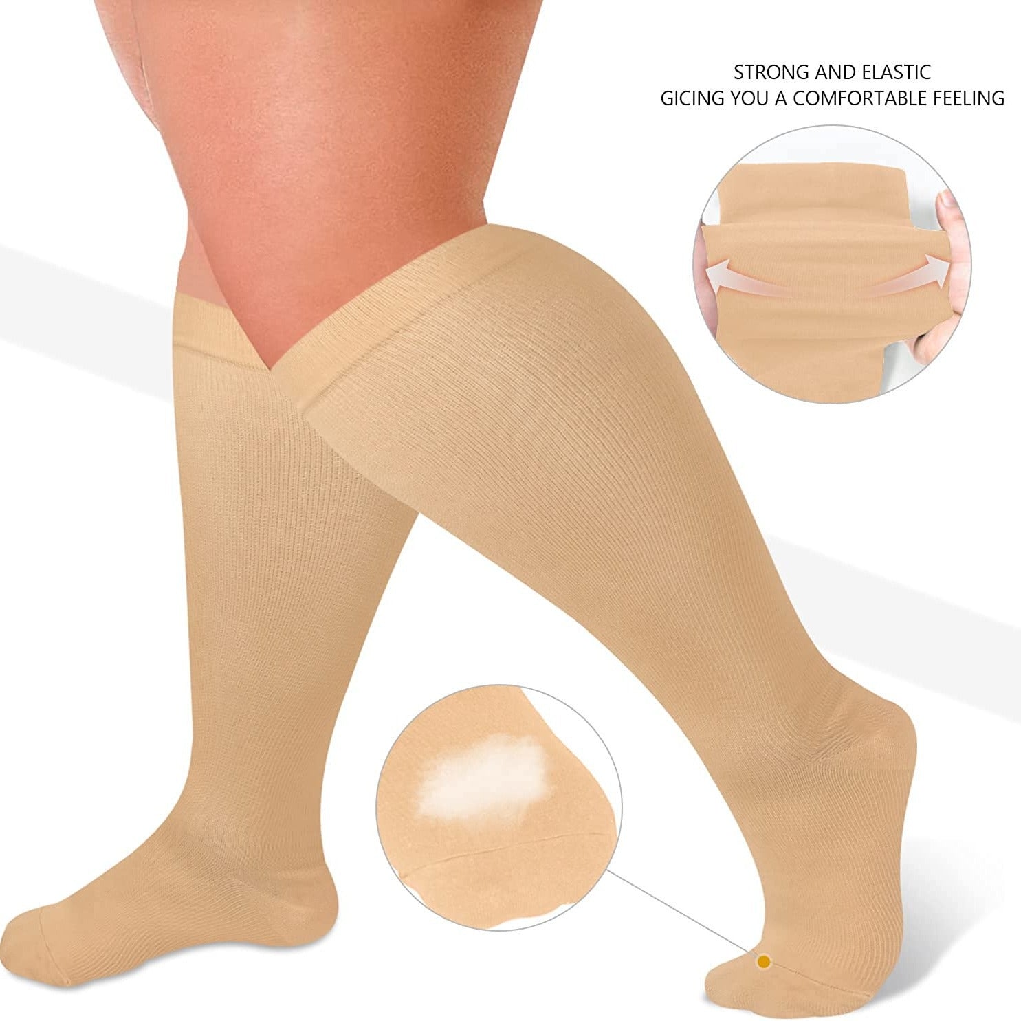 🔥2XL-7XL Solid Color Running Fitness Compression Socks For Obese Men And Women Sports Socks