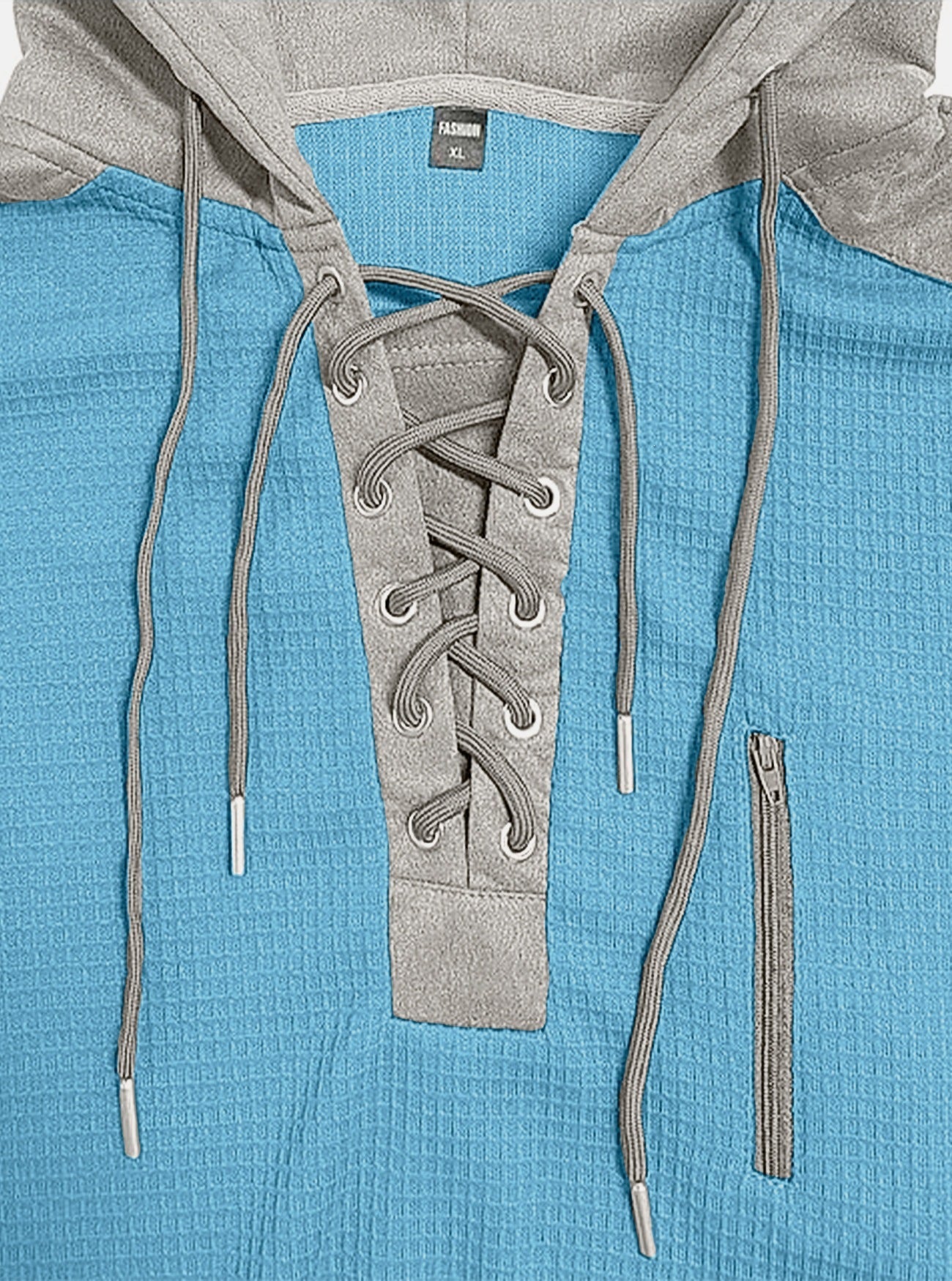 Men's color-blocked drawstring hooded sweatshirt