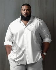 Men's Plus Size Walking Suit Casual Long Sleeve Shirt & Pants Set