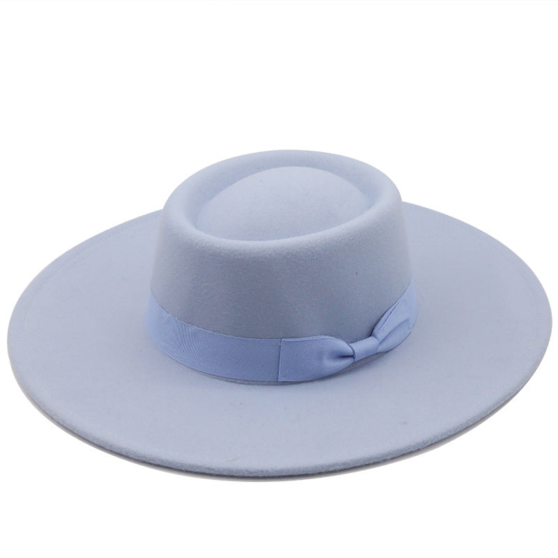 Multicolor Autumn/Winter Wool Big Brim Jazz Hat