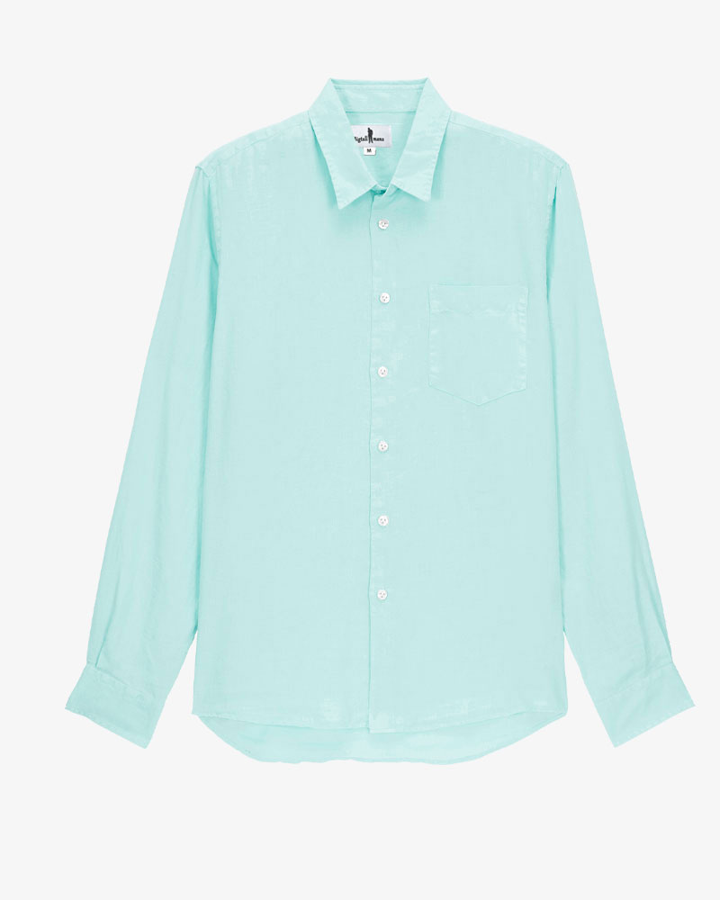 100% Cotton-lake Green Men's Long Sleeve Shirt