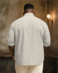 Big & Tall Men's Vintage Brown Feather Art Print Long Sleeve Bamboo Hemp Texture Shirt