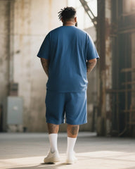 Big & Tall Men's Meer Geht Immer Alphabet Print Round Neck Short Sleeve T-Shirt Shorts Suit