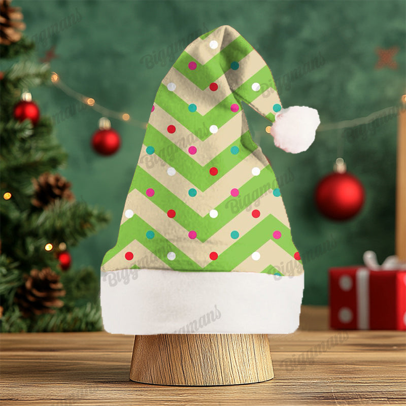 Christmas Fun Red Green Santa Cartoon Print Gift Plush Party Decorative Hat