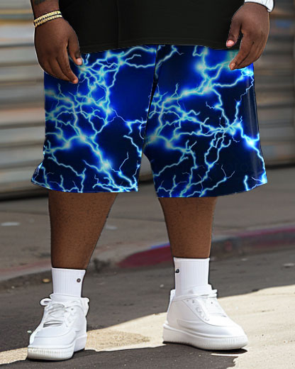 Big Guy’s Street Fashion Electric Print T-Shirt Shorts Set