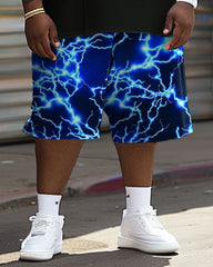 Big Guy’s Street Fashion Electric Print T-Shirt Shorts Set