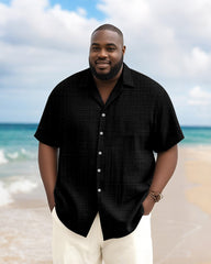Men's Plus Size Daily Solid Color Short Sleeve Bamboo Hemp Texture Shirt