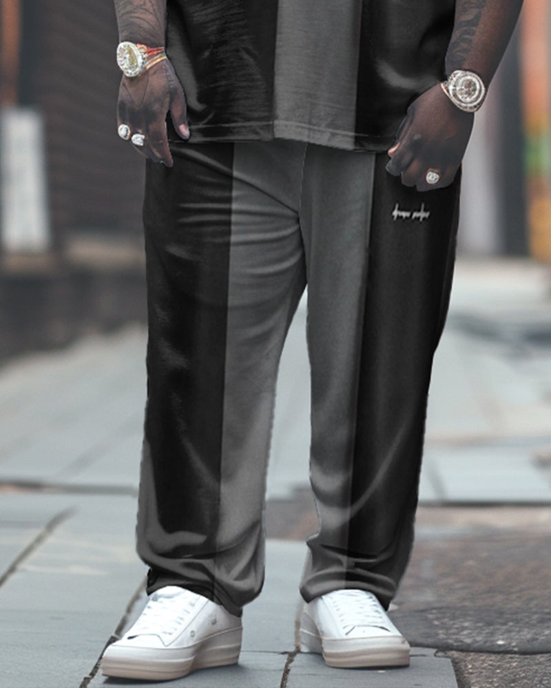 Men's Large Simple Colorblock Nose Letter Print T-Shirt Pants Suit