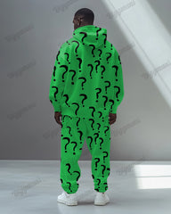 Men's Question Mark Print Plus Size Hoodie Suit