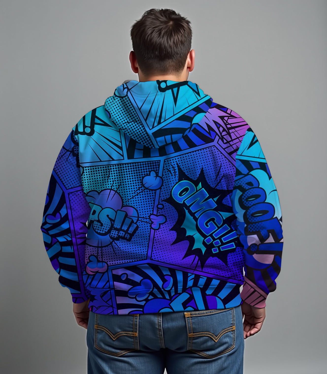 Big Guys Casual Street Anime Graffiti Zip Hoodie