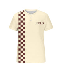 Men's Plus Size Casual Daily Yellow Plaid Letter Print Henry Collar Button Short Sleeve T-Shirt
