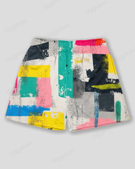 Plus Size Men's Colorful Geometric Graffiti Print Sports Mesh Quick Dry Shorts