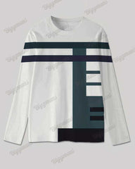 Men's Plus Size Green Stripe Alphabet Print Long Sleeve T-Shirt Trousers Suit