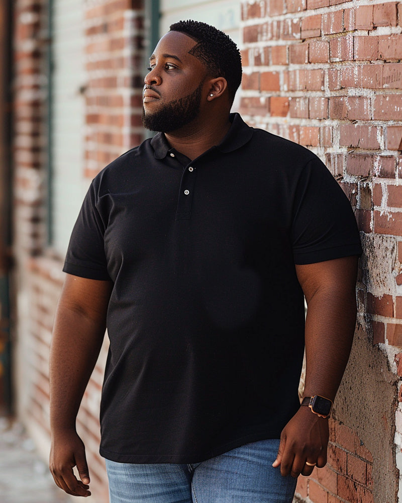 Casual Business Solid Color Basic POLO Big Men's Short Sleeve T-Shirt