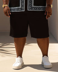 Men's Plus Size Simple Classical Pattern Printing Short Sleeve Shirt Shorts Suit