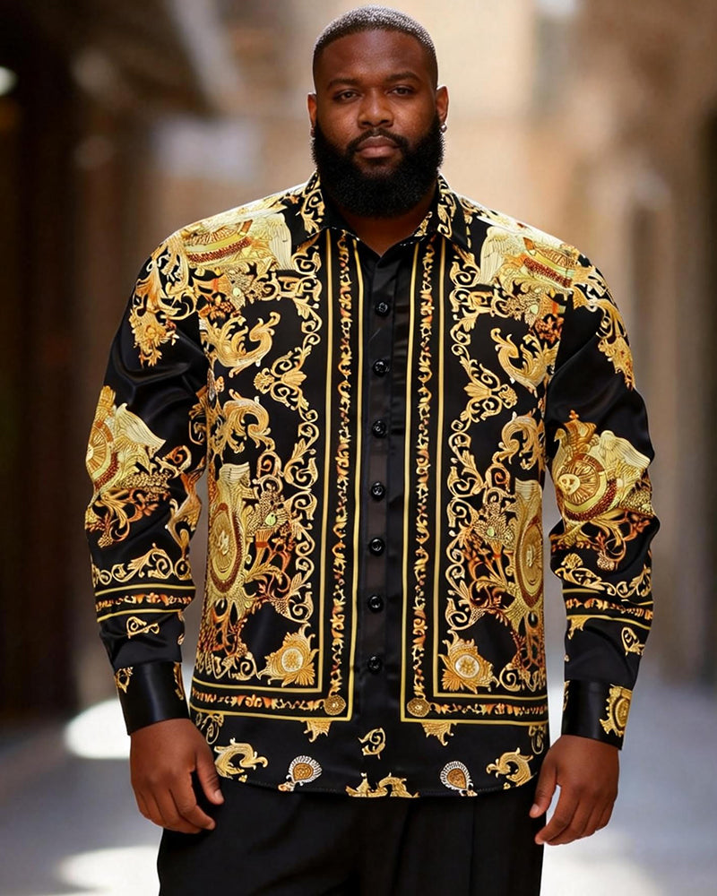 Big & Tall Men's Baroque Print Long Sleeve Shirt