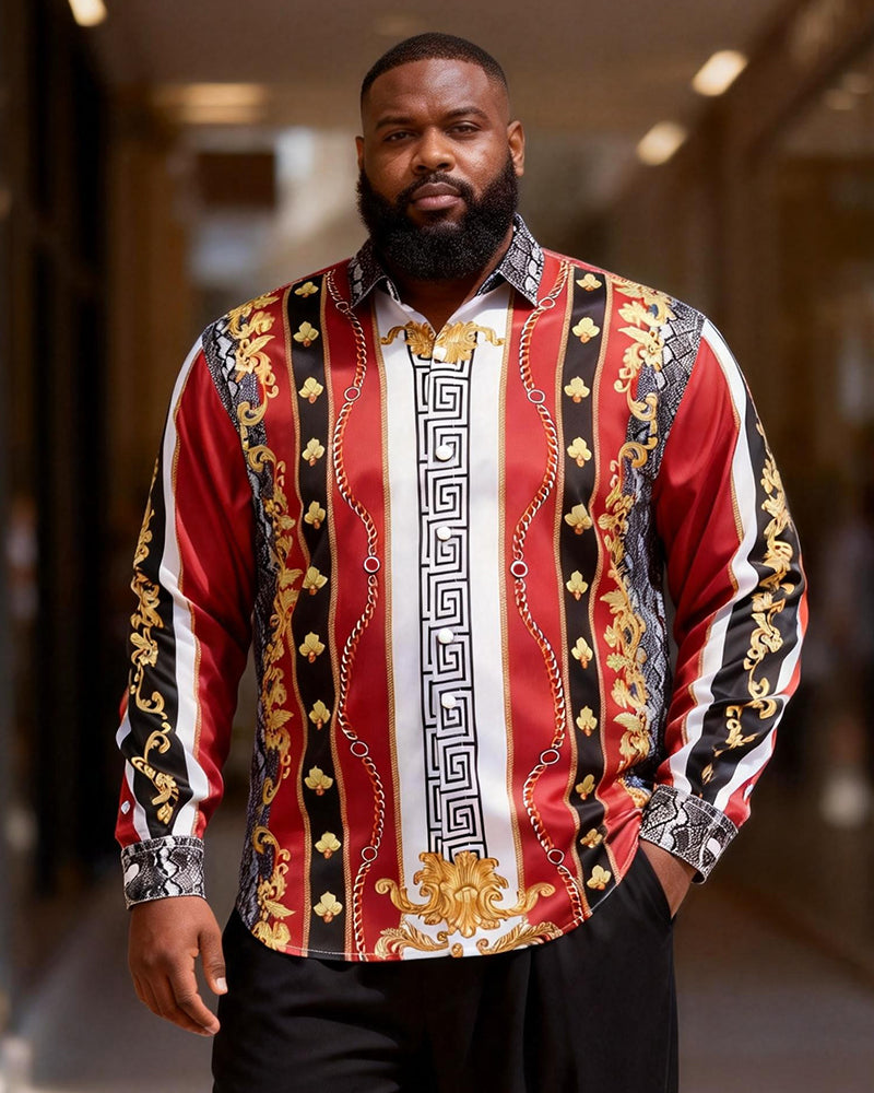 Big & Tall Men's Greek-Print Long Sleeve Shirt
