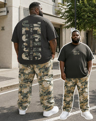 Big & Tall Men's Camouflage Alphabet Print T-Shirt Pants Set