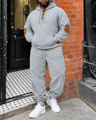 Big & Tall Men's Casual Jacquard Hooded Sweatshirt Set