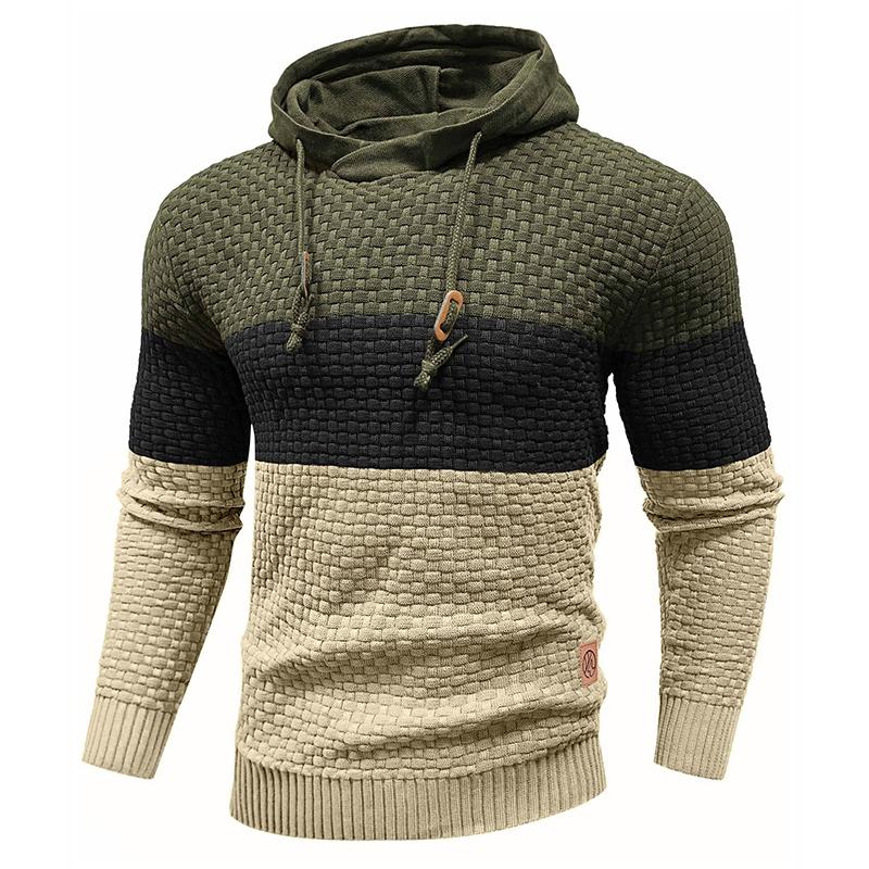 🔥Christmas 50% Off Exclusive ✨Mens Hooded Sweatshirt Tricolor Long Sleeve Hoodie Pullover Sweater