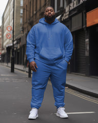 Big Men's  Tracksuit Casual Solid Color Hoodie Pants 2-Piece Set