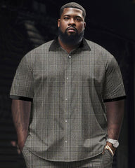 Men's Big & Tall Business Classic Plaid Short Sleeve Shirt Set
