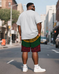 Men's Plus Size Juneteenth Alphabet Print Henley Collar Short Sleeve T-Shirt Shorts Suit