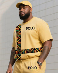 Big Boy Daily Casual Shenbrun Yellow Creative Classic Texture Polo English Short Sleeve Pants Suit