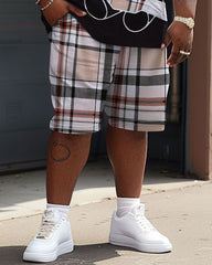 Street Casual Bear Plaid Print Men's Big and Tall Set
