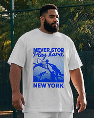 Big Men's Basketball Game NEVER STOP NEW YORK Printed Short Sleeve T-shirt Pants Set