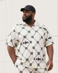 Big & Tall Men's Summer Daily Leisure KING/Broken Four-Corner Star Shirt Shorts Suit
