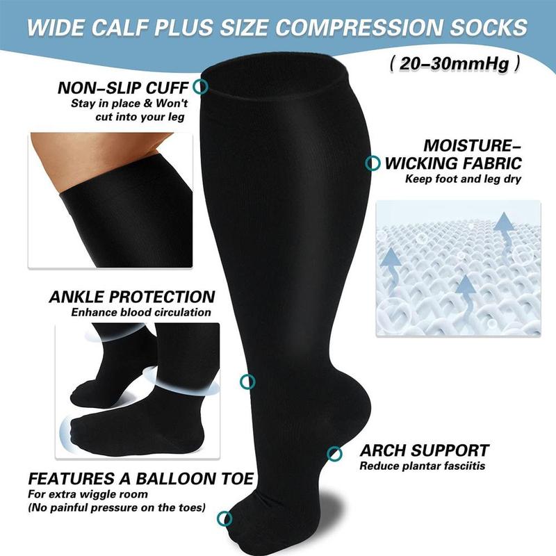 🔥2XL-7XL Solid Color Running Fitness Compression Socks For Obese Men And Women Sports Socks