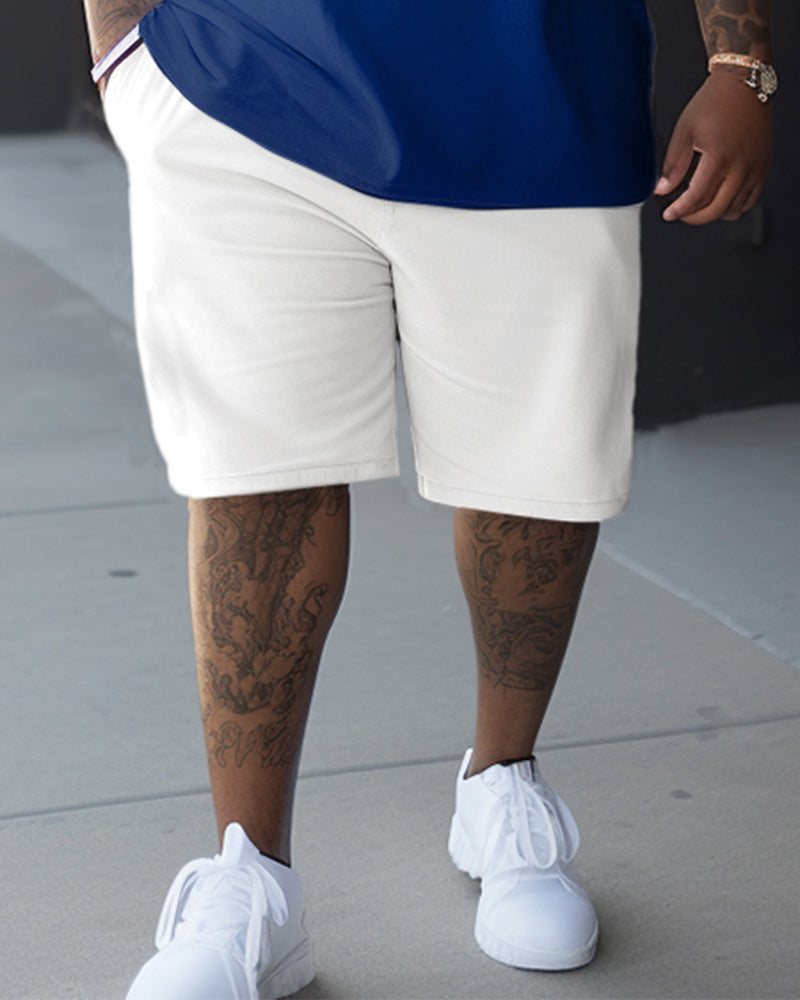 Men's Plus Size Color Matching Sport Polod Two-Piece Set