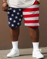 Independence Day Simple Flag Color-block DUDE Letter Print Large Men's Suit