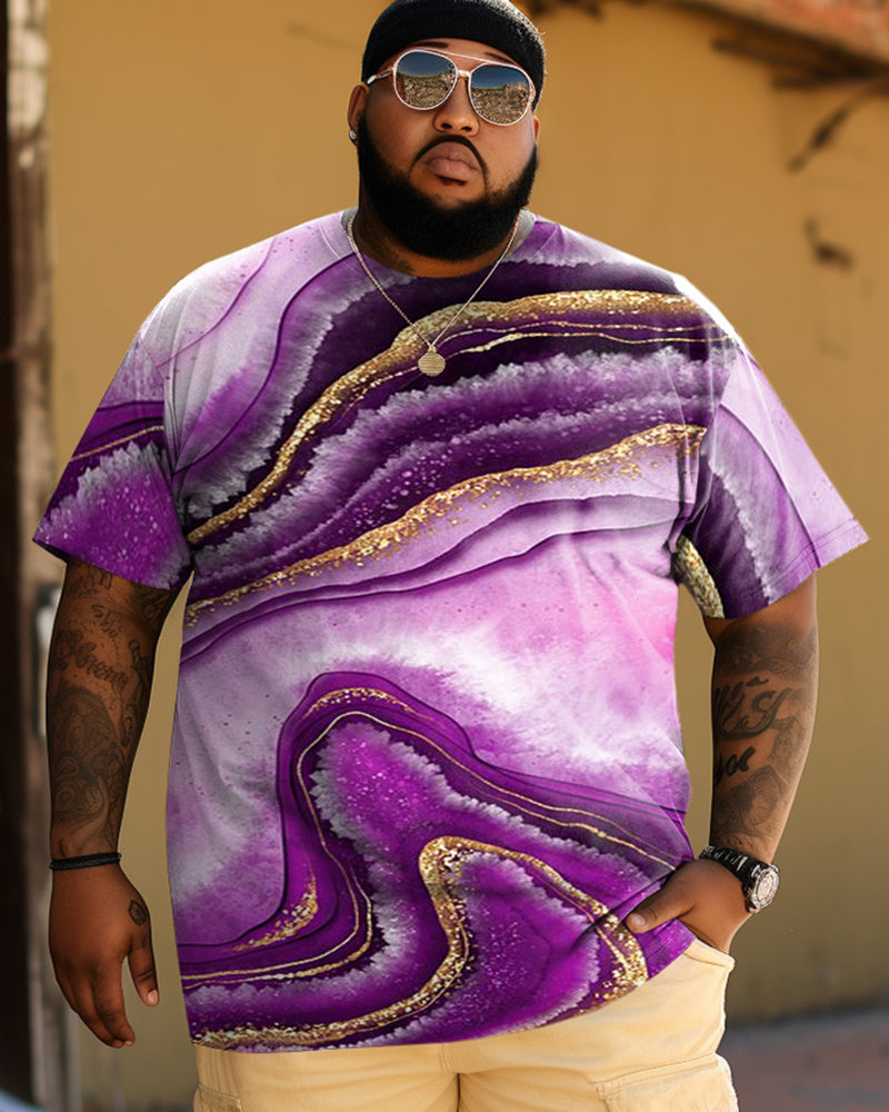 Men's Big and Tall Purple Abstract Print Short Sleeve T-Shirt