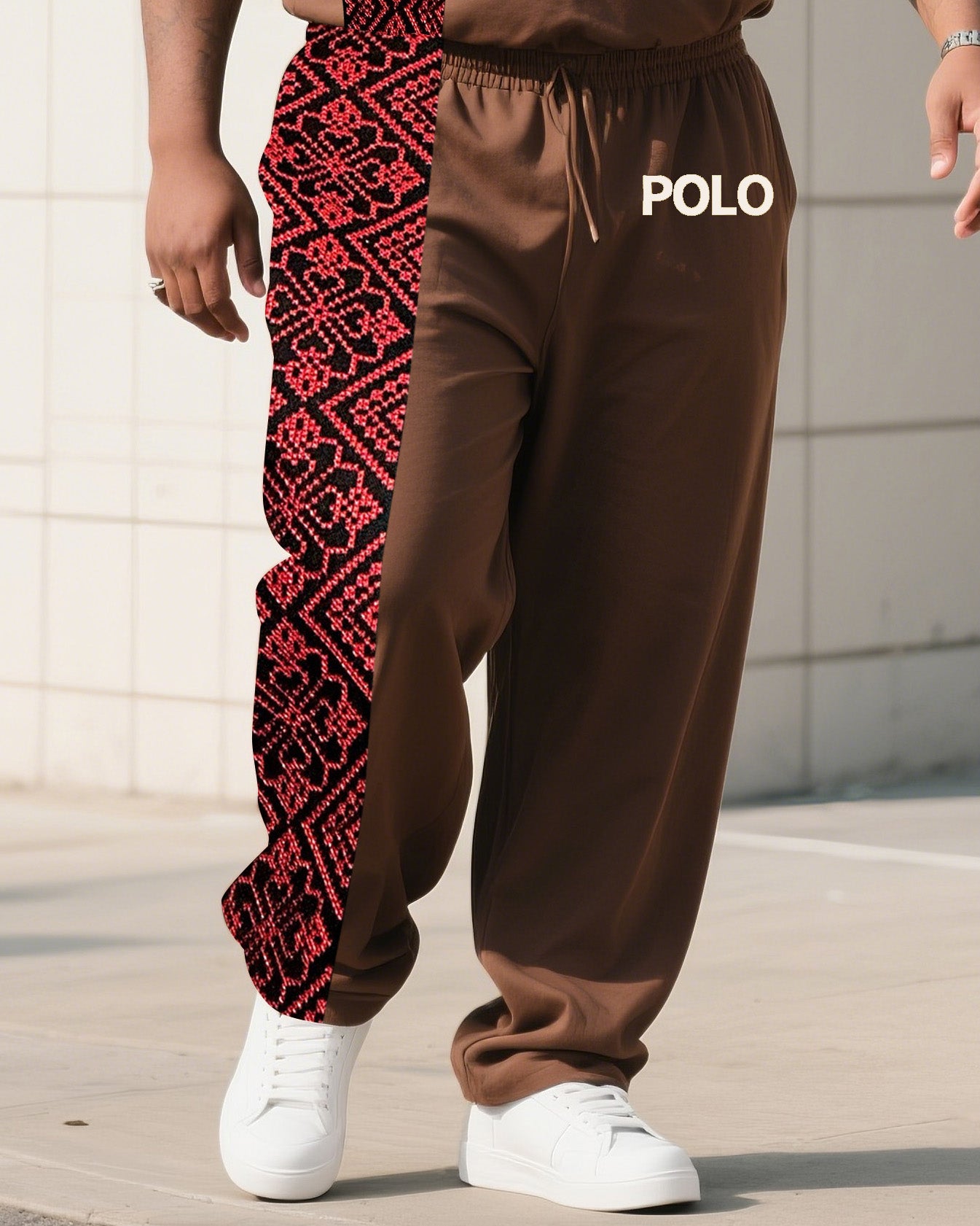 Big Boy Daily Leisure Retro Impression Painting Creative Stitching Texture POLO English Short-sleeved Trousers Suit
