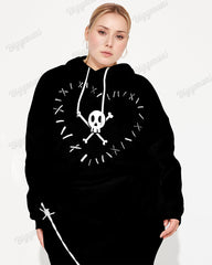 Women's Street Fashion Skull Print Plus Size Hoodie Suit