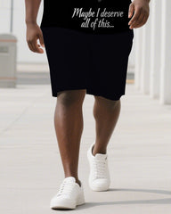From Deserve to Deserve More Men's Big & Tall Skull Cartoon Short Sleeve T-shirt 2-Piece Set