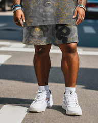 Men's Plus Size Dragon-rider Viking Print Short Sleeve T-Shirt Shorts Suit