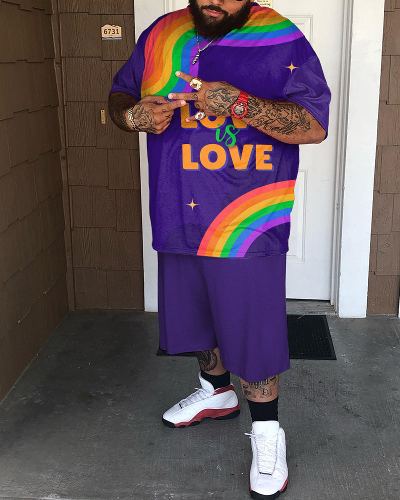 Men's Plus Size Love Is Love Two-Piece Set