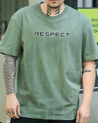 4XL-8XL Big & Tall Men's Daily Leisure Vertical Respect Letter Cotton Crewneck Short-sleeved T-shirt