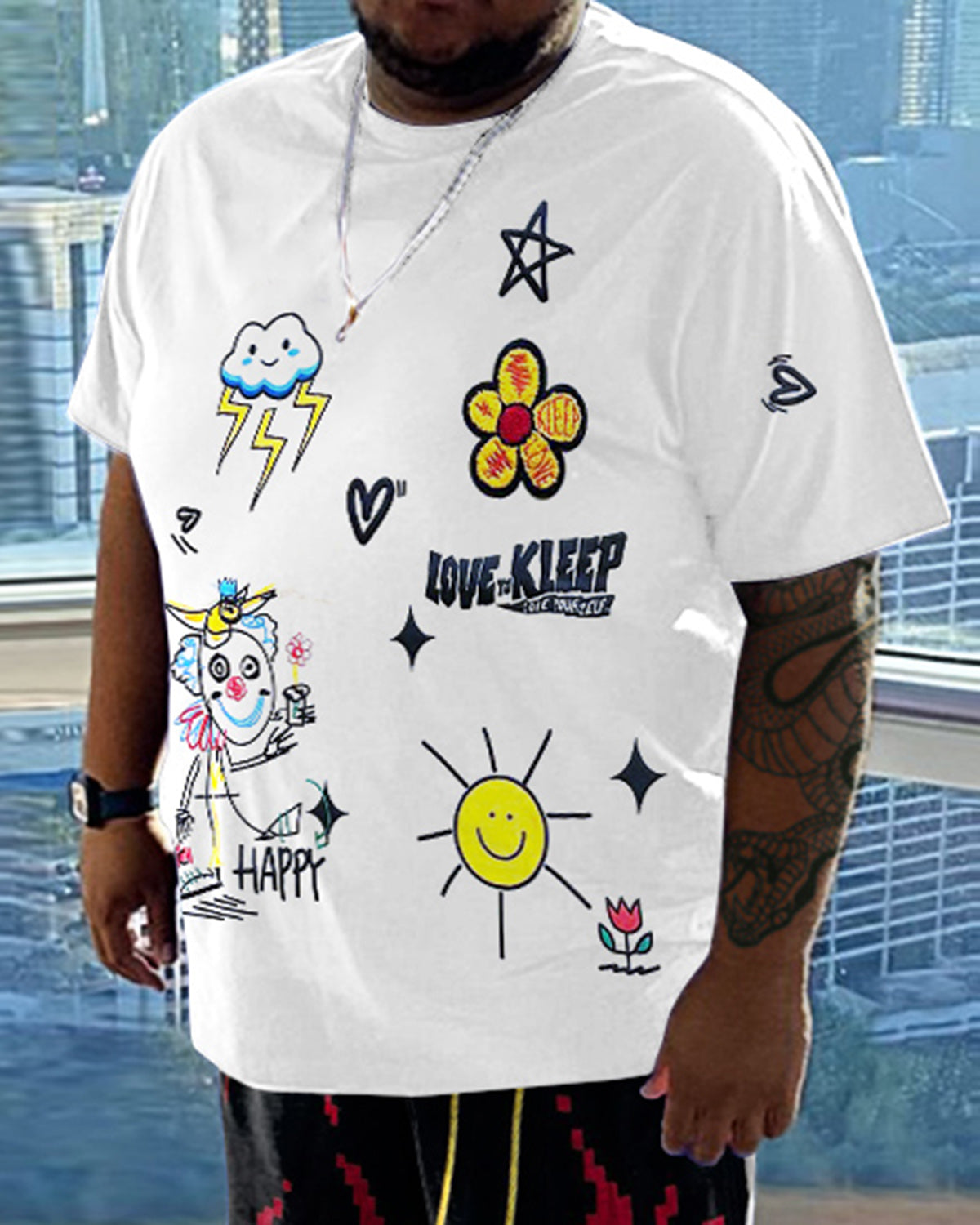 Men's Daily Casual Cartoon Printed Short Sleeve T-Shirt Set