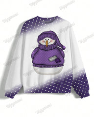 Women's Big & Tall Retro Snowman Polka Dots Pattern Print Long Sleeve Sweatshirt