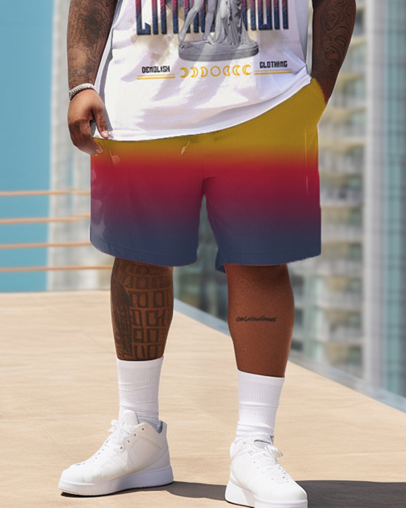 Gradient Letter Personalized Patchwork Printed Large Men's Set